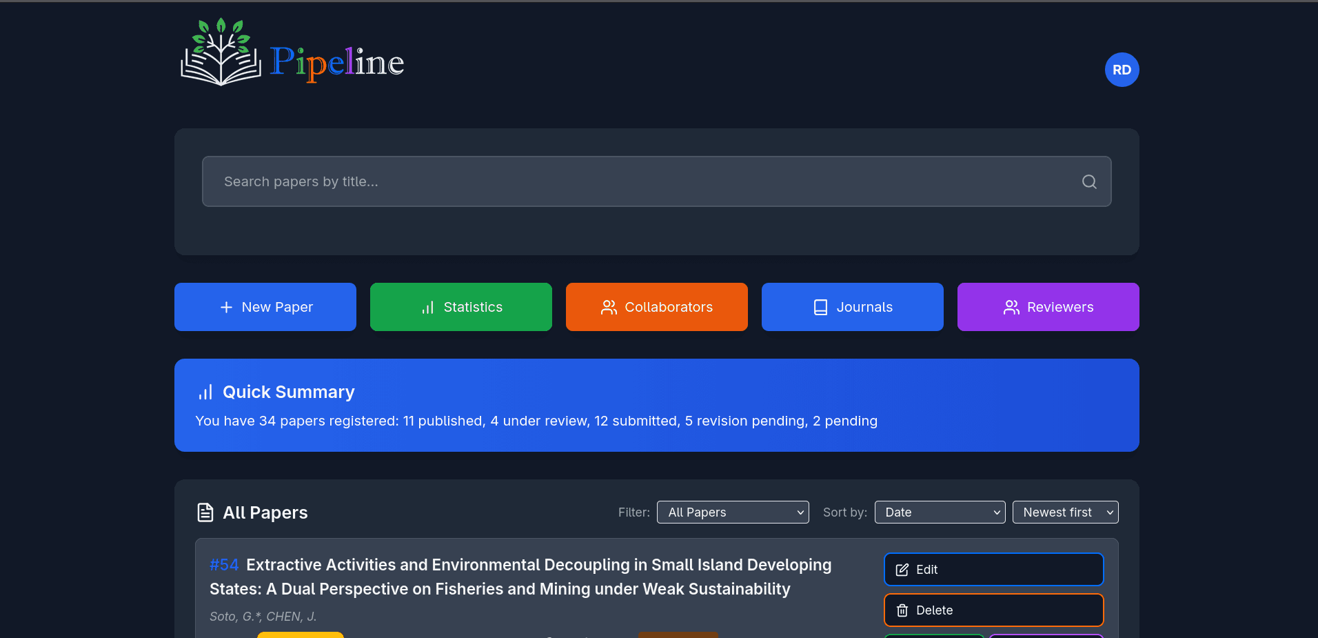 Pipeline - Research Directory Platform